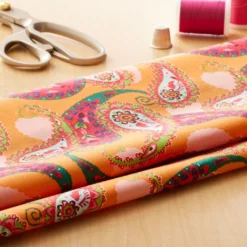 New 💯 Orange Paisley Cotton Fashionable Fabric by Loops & Threads® ✔️ -Crafted Loops Sales Store 10411641 20