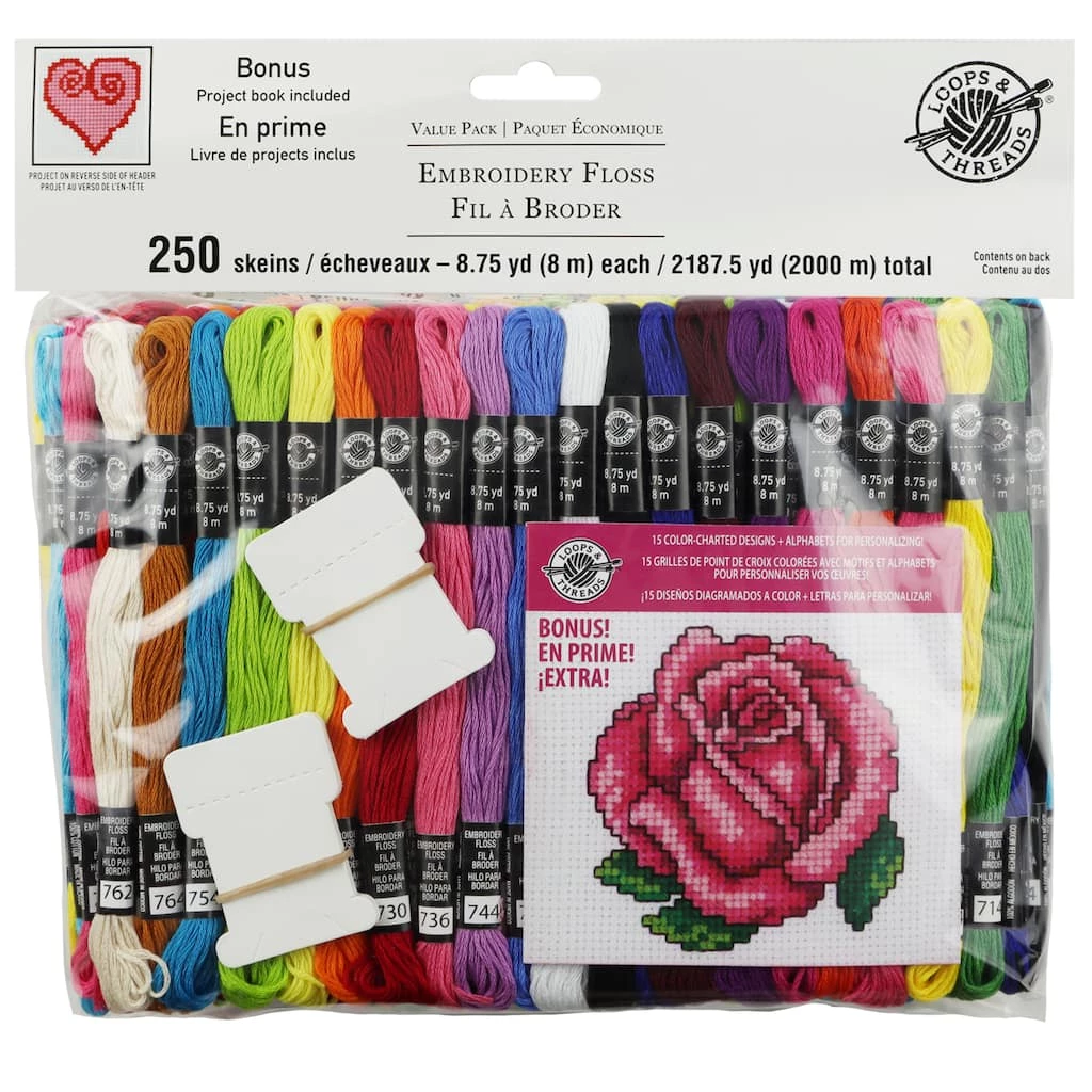 Budget 🤩 Embroidery Floss Value Pack by Loops & Threads®, 250ct. ⭐ 3 Budget 🤩 Embroidery Floss Value Pack by Loops & Threads®, 250ct. ⭐