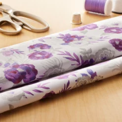 Discount ❤️ Purple & Gray Floral Cotton Fabric by Loops & Threads™ 🔔 -Crafted Loops Sales Store 10631296 20