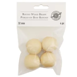 New 🌟 Natural Wood Round Beads by Loops & Threads®, 32mm ⌛